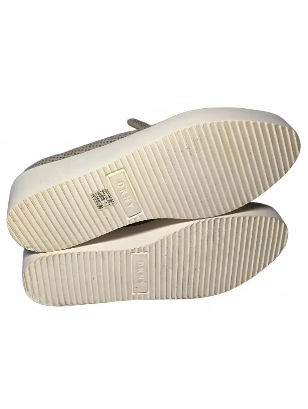 DKNY 9.5M Taupe Perforated Slip-On Platform Shoes